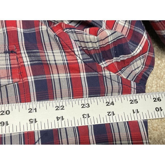 PD&C Shirt Mens XL Red Plaid Button Up Casual Long Sleeve Cotton Western - Picture 5 of 8